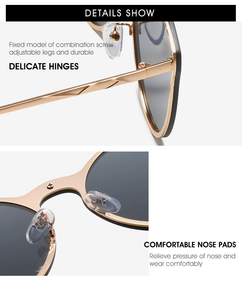 YOOSKE Rimless Sunglasses Women Brand Designer Sun Glasses Gradient Shades Cutting Lens Ladies Frameless Metal Eyeglasses UV400 round sunglasses