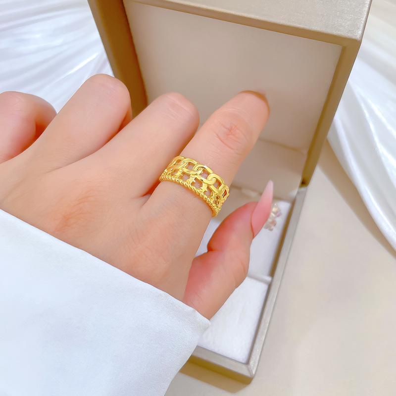 Anello minimalista con catena, regolabile, gioiello semplice, anello giapponese, anello di coppia_voghion.com