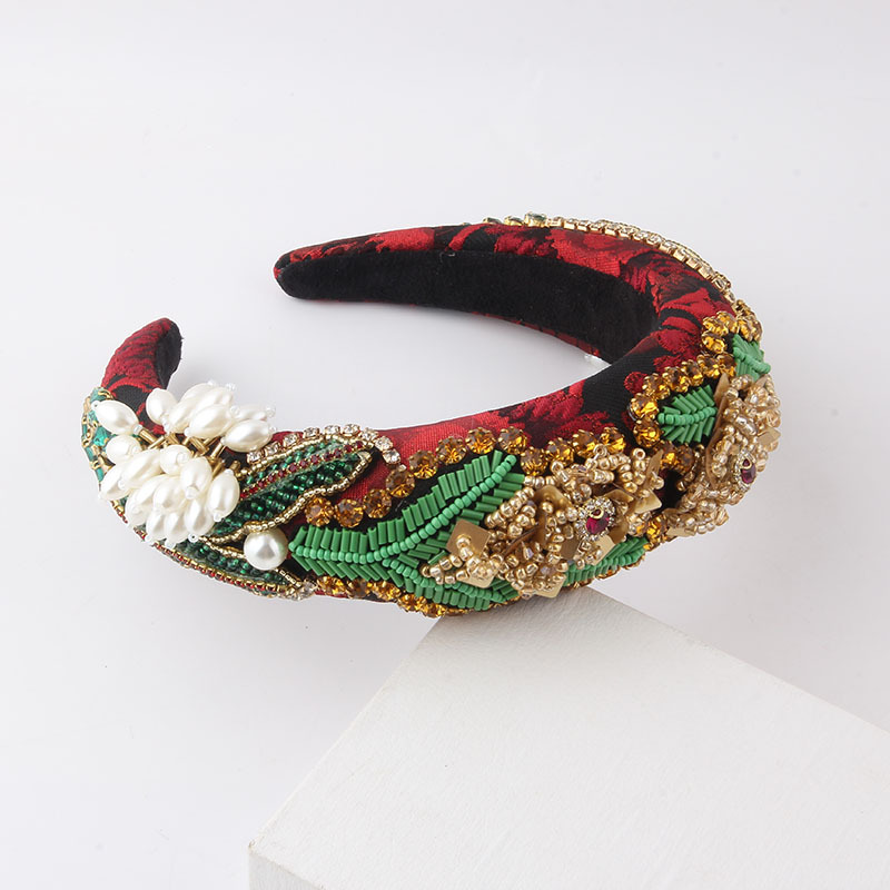 Baroque Style Colorful Sponge Inlay Rhinestone Pearl Hair Band display picture 3