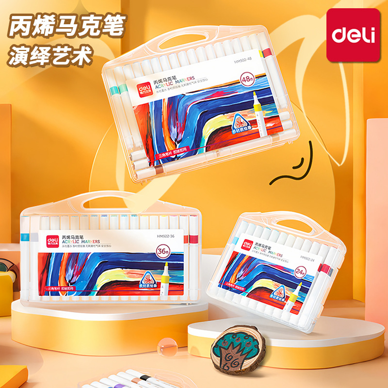 Deli Hm922 Acrylic Marker Pen Opaque and Stackable Color Pen for Kidsren and Students Art Painting Examination