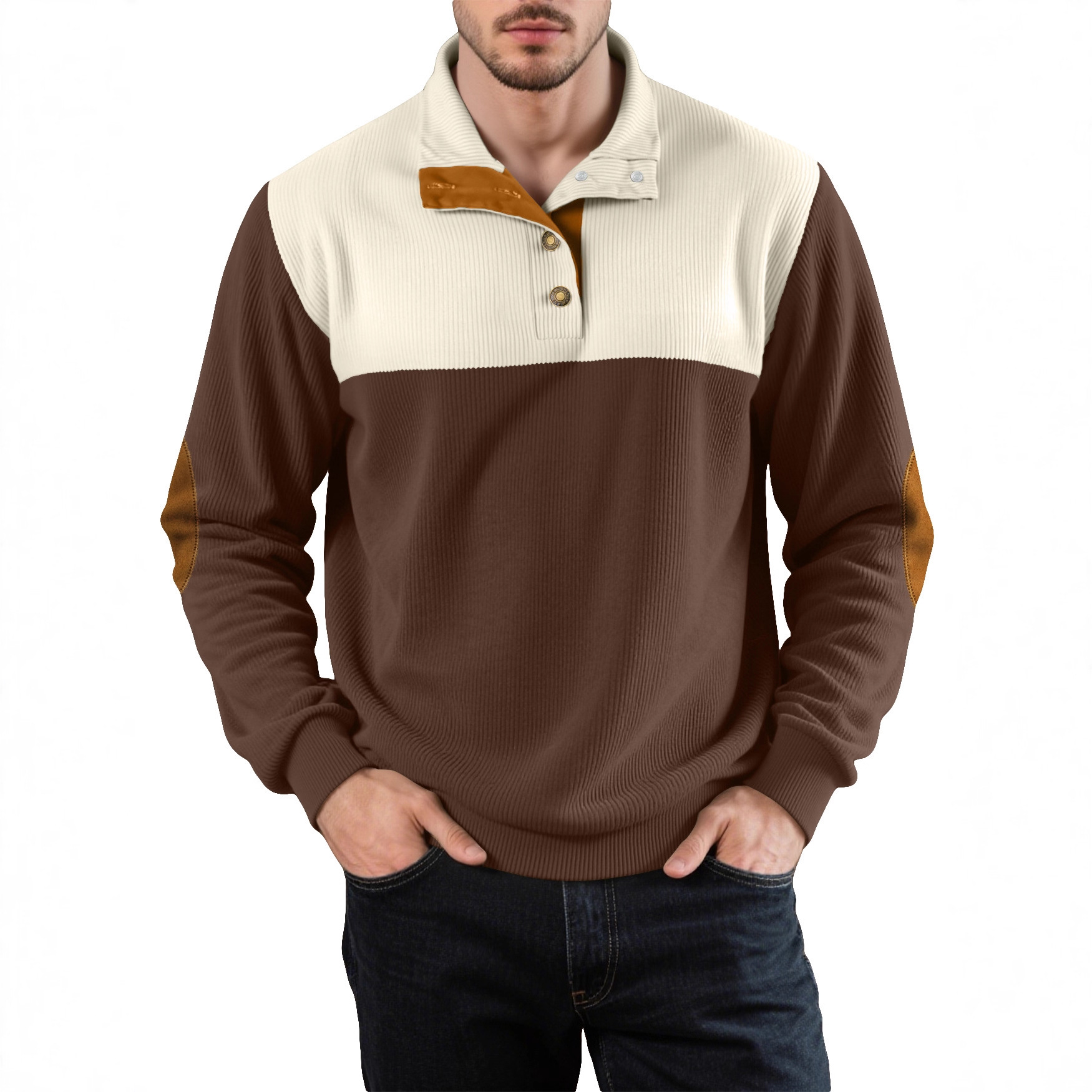 Nuevo tamaño transfronterizo otoño y invierno hombre casual color con solapa camiseta deportiva Amazon camiseta de cuello vertical