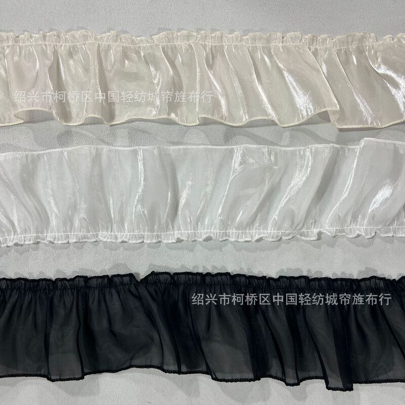 French Simple Curtain Yarn 10CM Pearlescent Pleated Ear Edge Side Lace Accessories DIY Skirt Bohemia