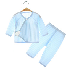 Baby air-conditioning clothing summer thin wing boneless newborn clothes pure cotton monk suit long-sleeved baby pajamas