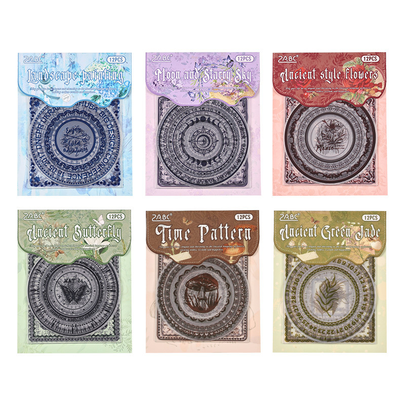 Guarilla de flores impermeable transparente pegatinas de mascotas diy diario pegatinas retro transfronterizas círculo cuadrado pegatinas de encaje