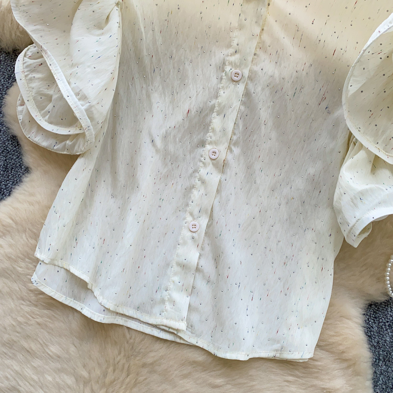 Women's Korean Style Puff Sleeve Breathable Shirt Skin Friendly Loose Design Elegant Versatile Commuter Top Spring 2026_ecoleips.com