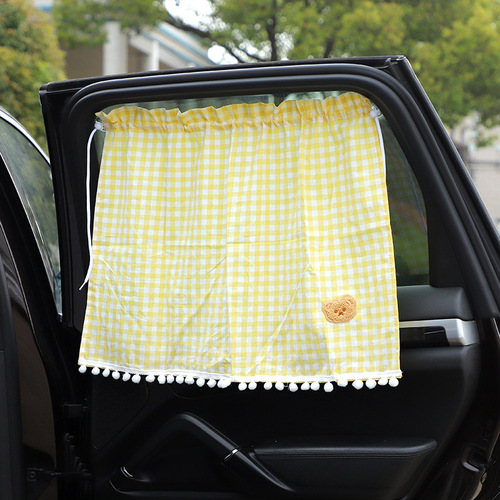 Cartoon fabric car sunshade Cute bear car sunscreen blackout curtain Car interior supplies wholesale