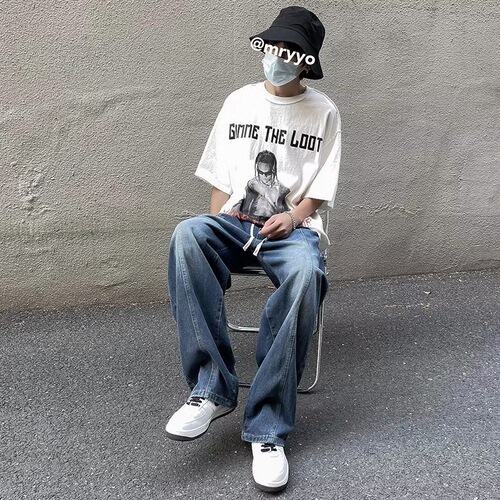 Vintage Men's Summer Thin Straight Leg Loose Trendy Workwear Wide Leg Men's Casual Long Pants Dropshipping