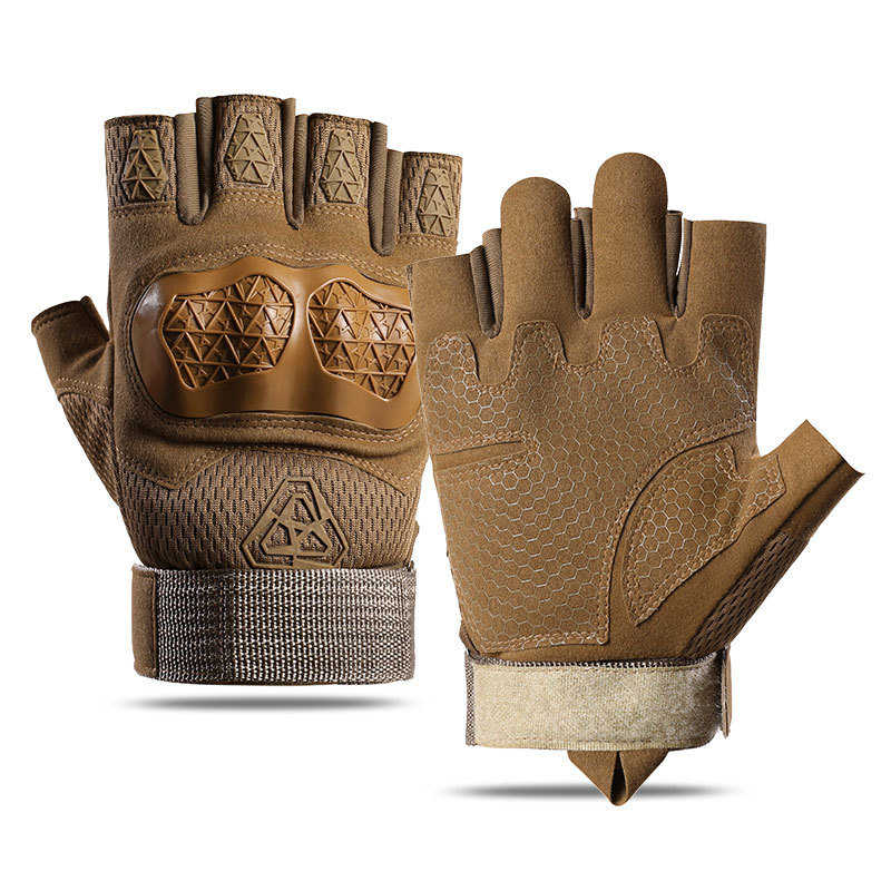 Táctico de medio dedo para hombre, ciclismo deportivo, gimnasio, bicicleta de verano, equipo de carcasa dura, guantes protectores retro