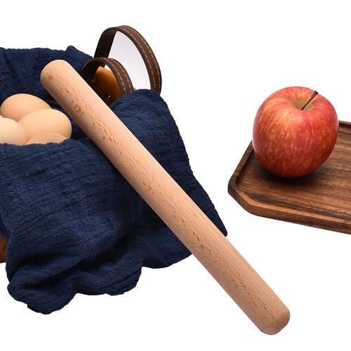 Wooden rolling pin, beech wood pressing stick, baking tool, dumpling skin rolling pin, unpainted, engravable, household stick