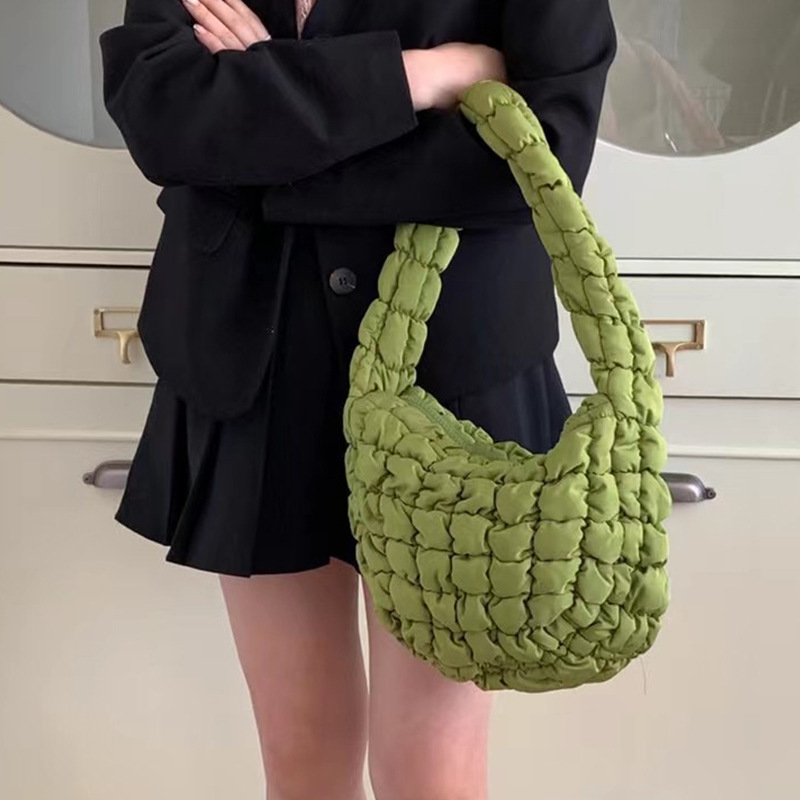 Women's Pleated Cloud Shoulder Bag Soft Puff Fashion Handbag_voghion.com