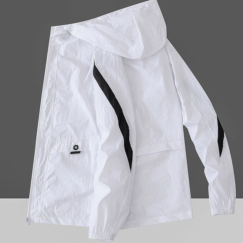 Новая уличная подходящая по цвету Солнцезащитная одежда, мужская Тонкая дышащая быстросохнущая Солнцезащитная одежда, кожаный Тренч с принтом логотипа