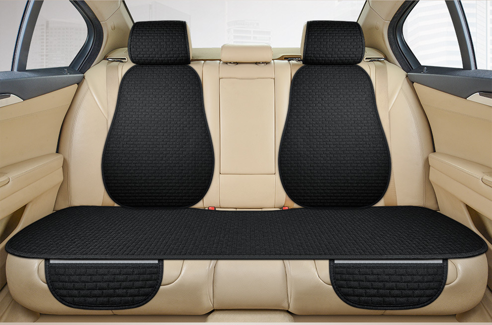 Car cushion four seasons general linen small plaid three-piece factory direct non-slip cushion small waisted