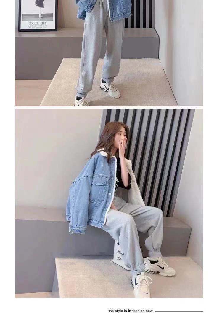630g Weight Long Sleeve Sleeve Length Single Breasted Placket Type Regular Sleeve Sleeve Type Polyester Fabric Type Ordinary Model (50cm <Length ≤ 65cm) Top Length Coat Tops Type Shirt Collar Neckline Loose Fit Type Solid Color Pattern Women's Gender Temperament Commuter, Urban Style Style Lamb Fur Lined Thickened Denim Jacket Women's Autumn Winter Loose Versatile Short Style Fleece Inner Cotton Coat For Students 8