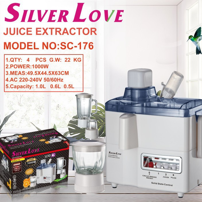 Exprensa de jugo de vidrio multifuncional transfronterizo 4 en 1 máquina de jugo cruda máquina de mezcla de carne multipropósito máquina de molienda