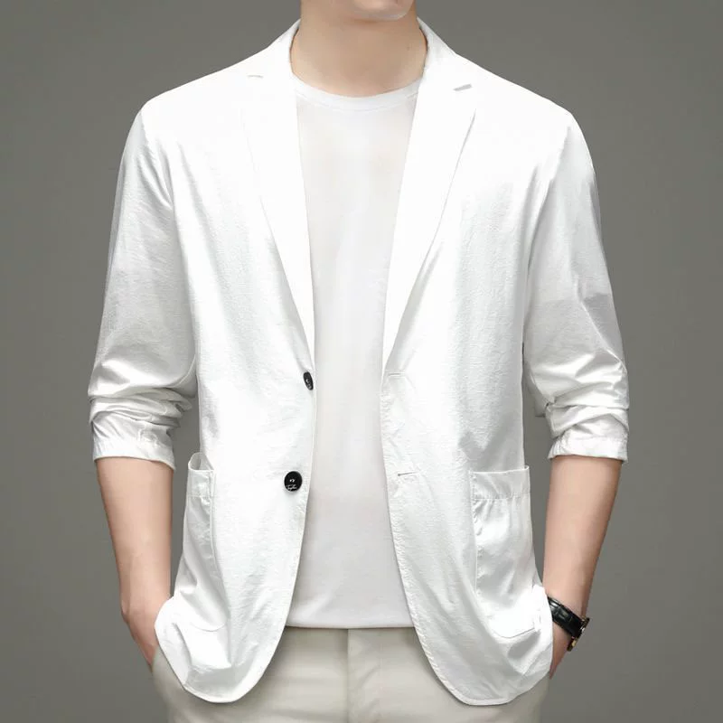 Men's thin suit, summer ultra thin silk jacket, oversize, sun protection