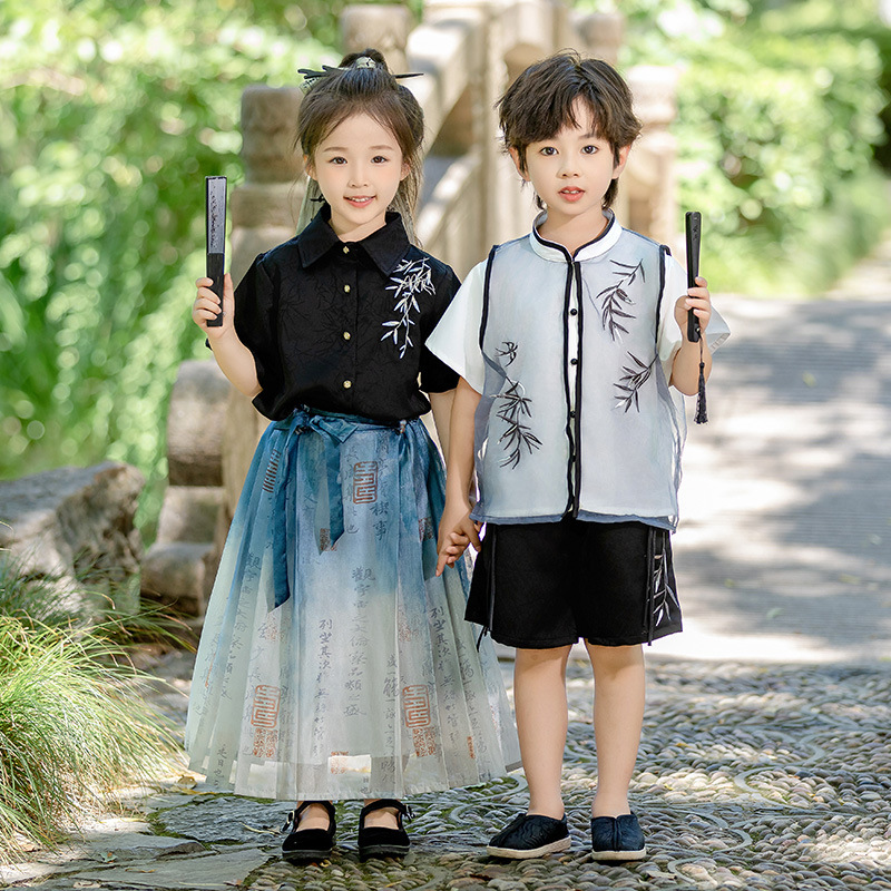 男童中国风汉服幼儿园六一儿童节表演服女童新中式唐装合唱演出服