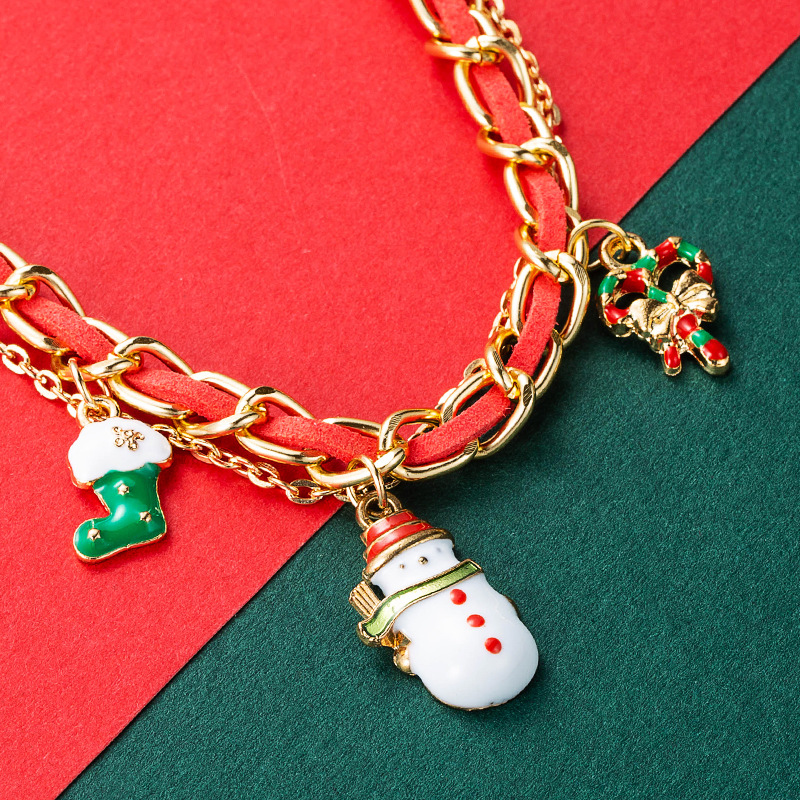 Christmas Series Creative Christmas Tree Elk Snowman Socks Bow Christmas Bracelet display picture 5