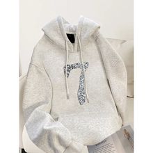 灰色连帽卫衣女秋冬2025年新款爆款宽松oversise上衣加绒加厚