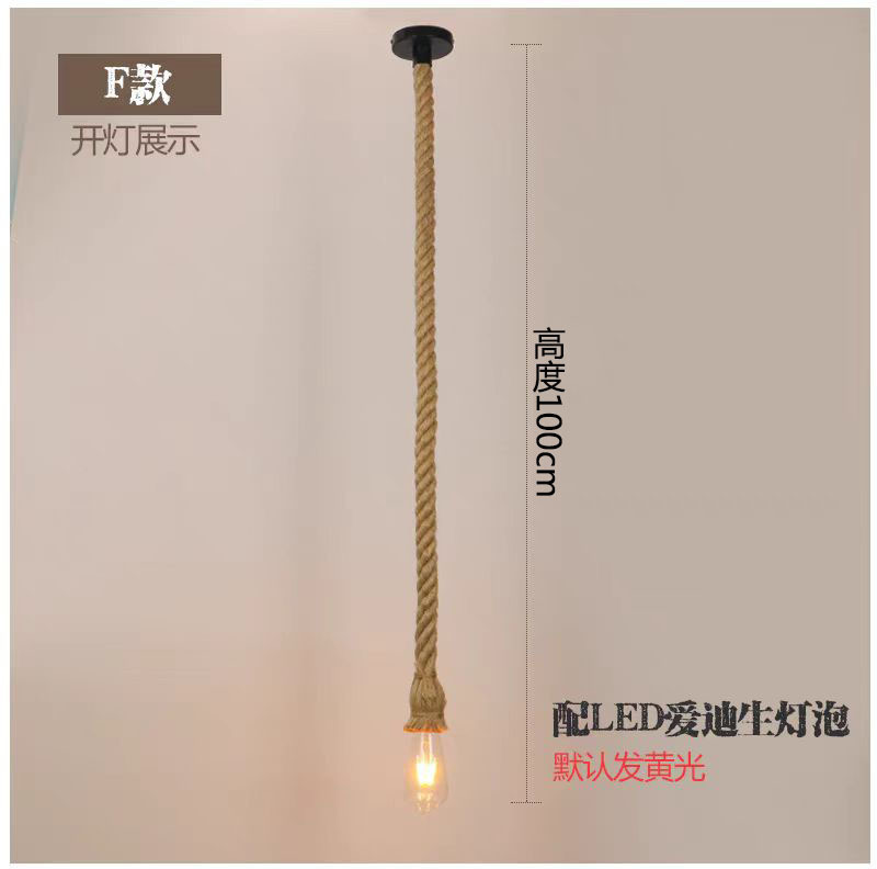 Lámpara de cuerda de cáñamo bar de cabeza única tienda de ropa de té de leche cafetería restaurante estilo industrial retro lámparas creativas