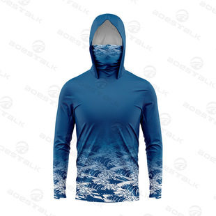 Cross-Border Camouflage Lure Long-Sleeved Fishing Clothing Outdoor Quick-Drying Breathable Anti-Uv Mask Hooded Fishing Clothing for Men