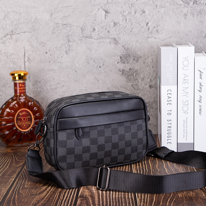 Trendy brand men's bag high-grade crossbody men's bag leather trendy backpack casual shoulder bag small square bag camera bag