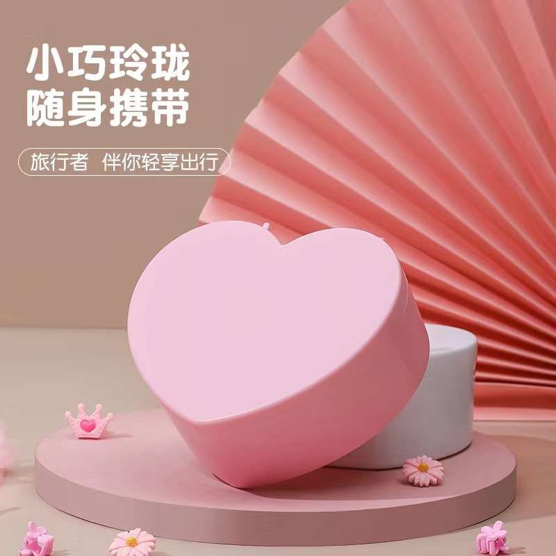 Rosa chica corazón caja de almacenamiento joyería de escritorio caja de joyería estudiante dormitorio amor caja de almacenamiento de doble capa caja de almacenamiento image 3
