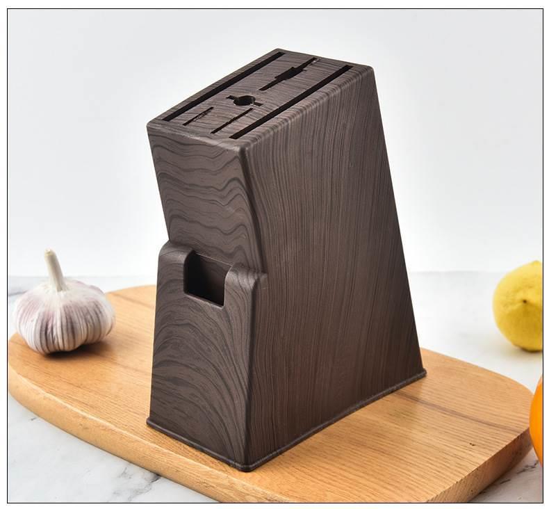 Wood Grain Plastic Knife Block Kitchen Knife Holder Wall Mounted No Installation Required preparation