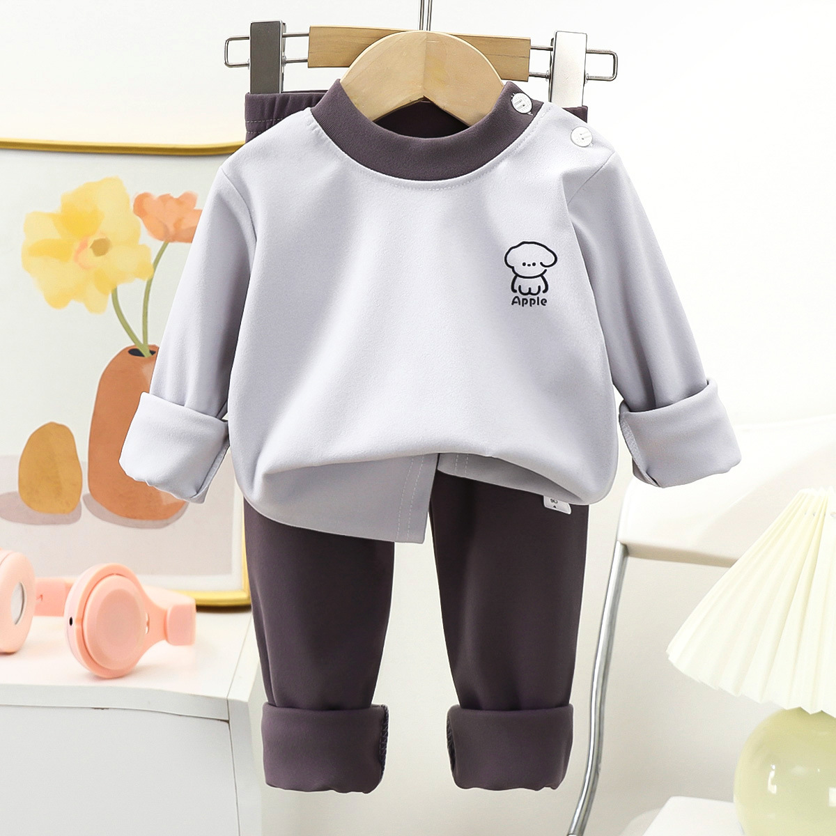 L-3 traje de cachemir gris oso
