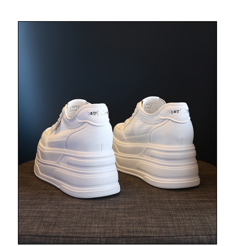 Giày sneaker nữ đế dày tăng chiều cao, mặt lưới thoáng khí, phong cách bánh xốp — Màu đen chi tiết 23