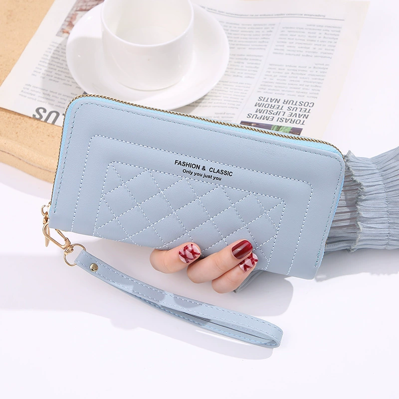 Long fashionable wallet with zipper, capacious universal small clutch bag, (Cross-border trading)