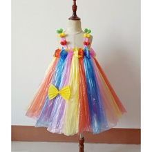 MX儿童环保服装女童幼儿园亲子走秀裙子手工创意塑料袋时装秀表演