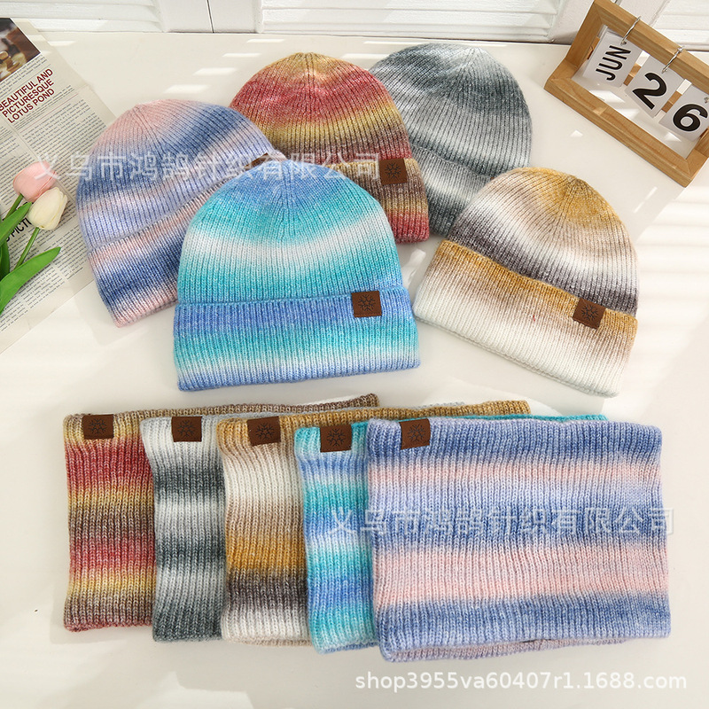 Adult Hat Autumn and Winter Warm fleece-lined Knitted Hat Outdoor Sports Wool Hat Artistic Painter Hat Scarf suit