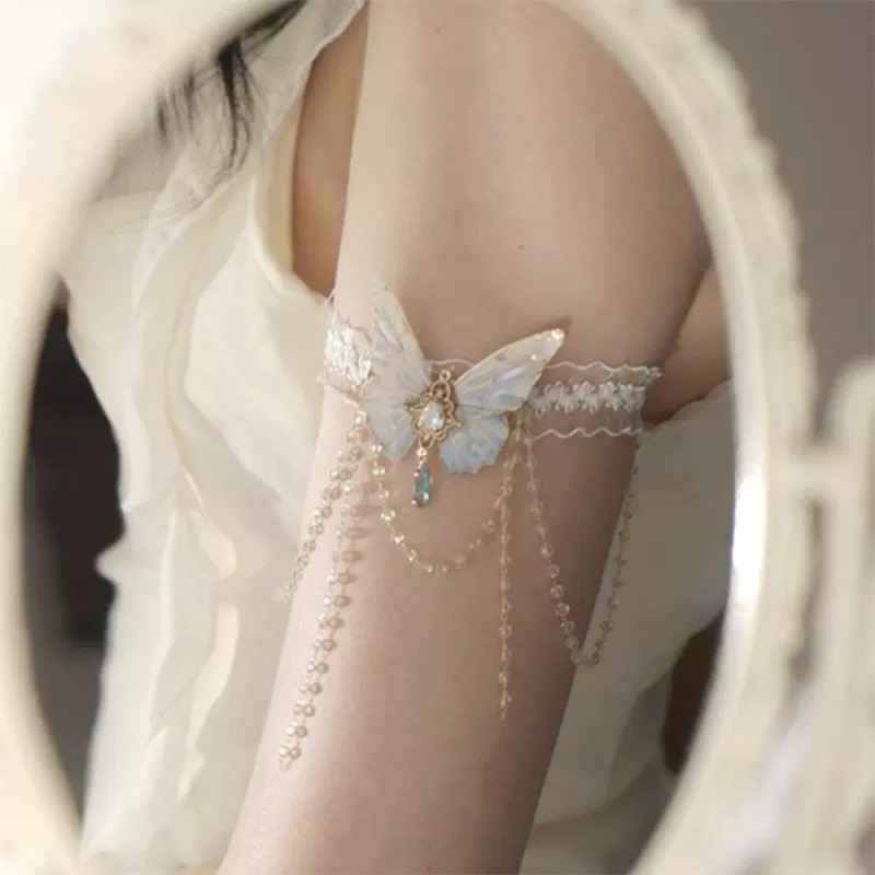 Pure Desire Lace Butterfly Tassel Arm Ring Niche Design Ins Style Leg Chain Bracelet Exquisite Body Chain New Arrival Bracelet