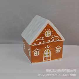 跨境新款圣诞节姜饼人房子带灯装饰创意圣诞节日装饰品摆件桌灯