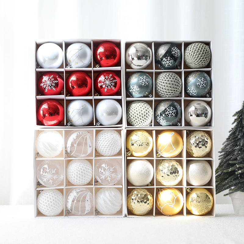 Árbol de Navidad transfronterizo colgante bola de decoración de Navidad atmósfera de 8cm bolas de Navidad pintadas bolas de colores