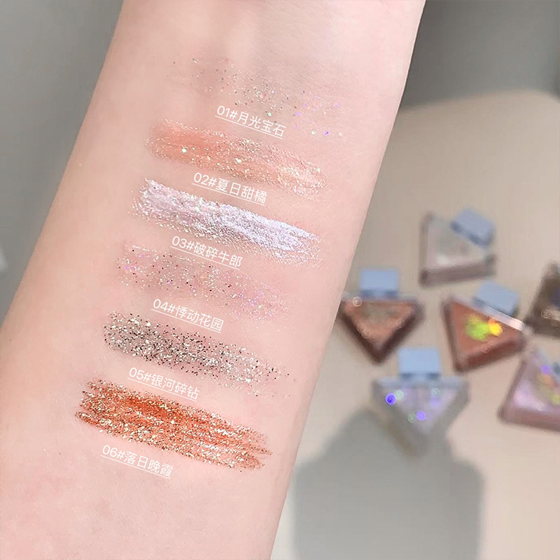 Gege bear Liuguang Liquid Sombra de ojos con brillo nacarado Resplandor facial Sombra de ojos de diamantes rotos Maquillaje al por mayor image 5