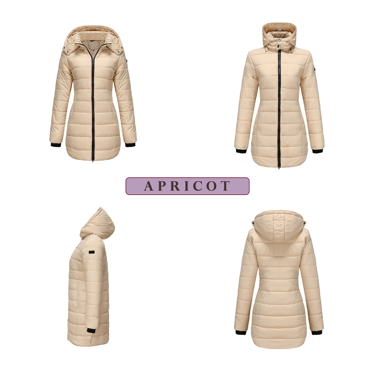 Abrigo de invierno para mujer con capucha extraíble parka impermeable_voghion.com