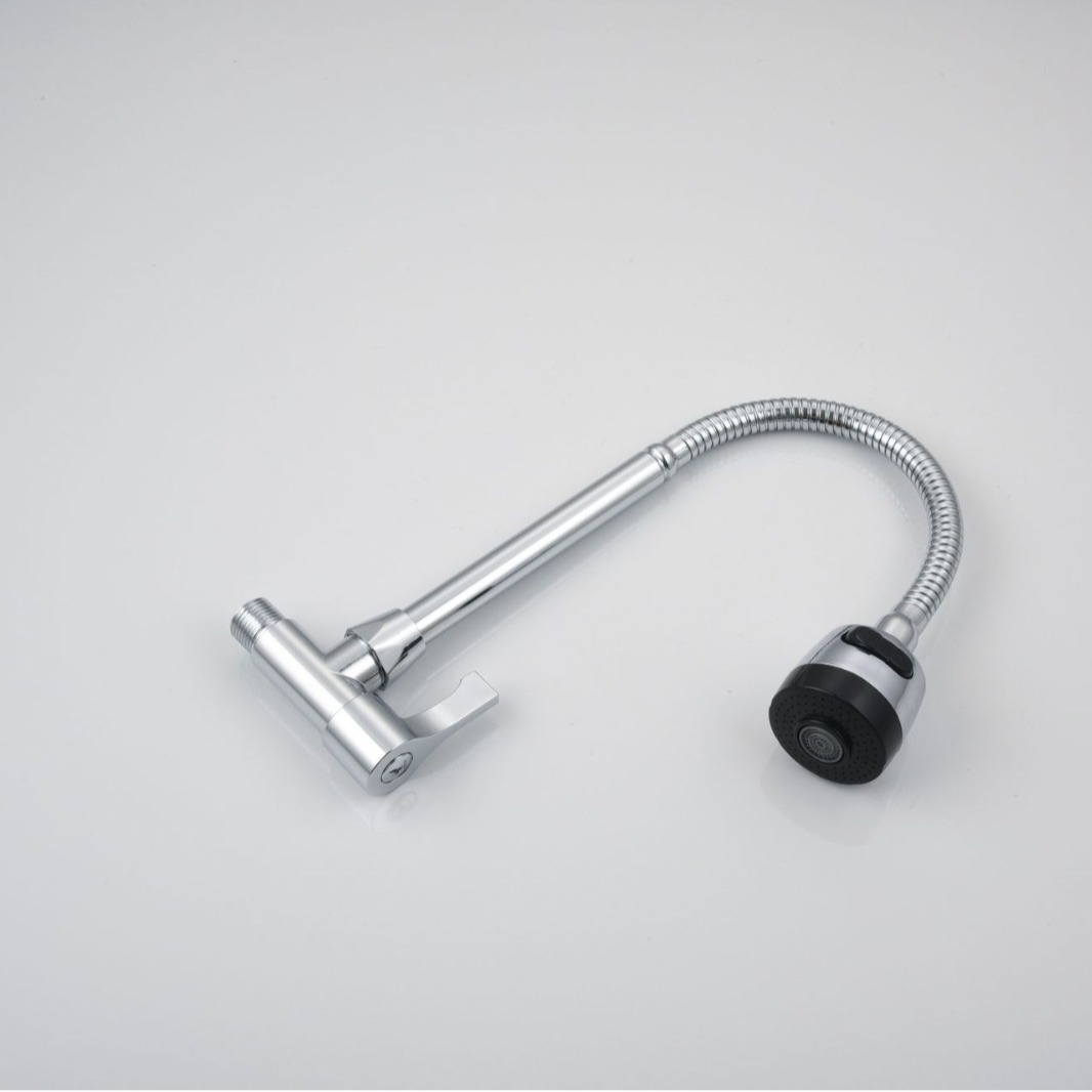 Modelo de comercio exterior, grifo de lavabo de verduras de un solo enfriamiento horizontal de cuerpo redondo, grifo de lavabo de verduras horizontal en la pared, grifo de un solo enfriamiento de 4 puntos