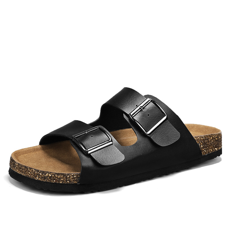 Zapatillas de verano de tacones planos para hombres zapatillas de sandallas casuales con base de corcho zapatos de playa para hombres zapatillas de sandallas para hombres