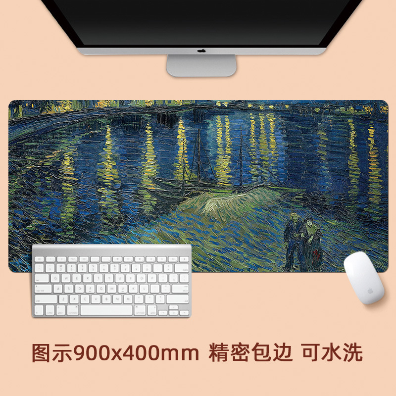 Van Gogh pintura al óleo paisaje pintura paisaje de gran tamaño estera del ratón paisaje retro artístico creativo bloqueo engrosada estera de la tabla
