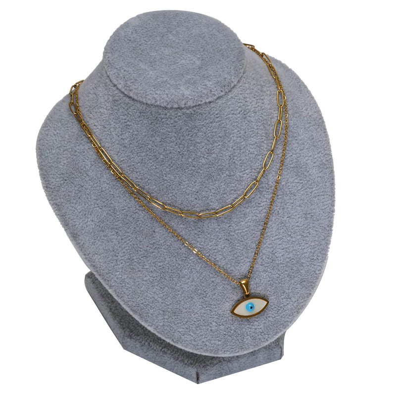 Fashion Eye Titanium Steel Enamel Plating Inlay Shell Layered Necklaces 1 Piece