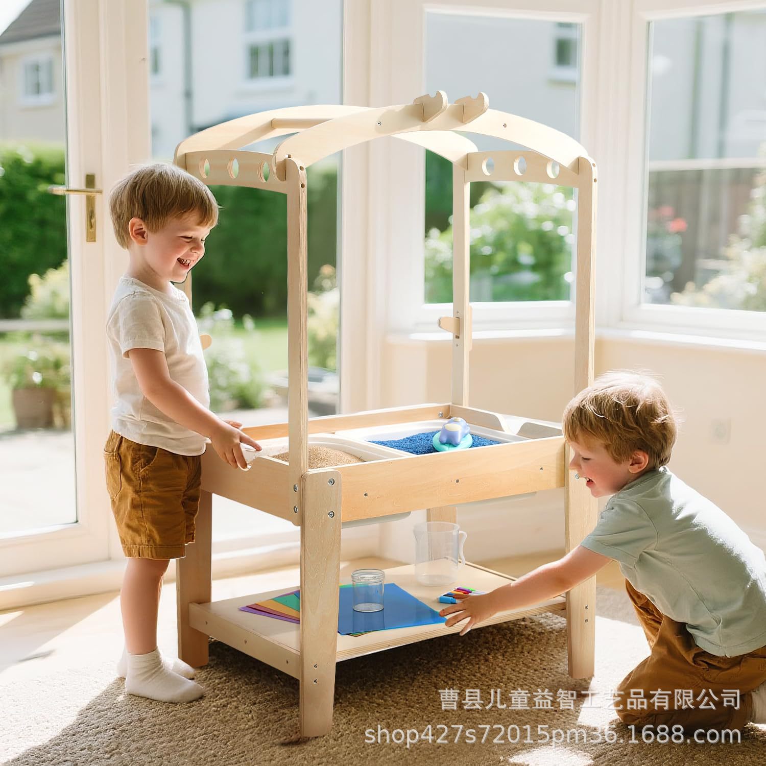 Wooden Children's Sand Water Table Solid Wood Household Children's Game Table Solid Wood Children's Table and Chair Baby Sensory Table
