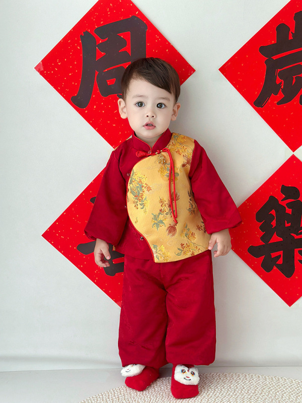 男女童周岁套装2025新款喜庆婴儿兄妹唐装周岁抓周宝宝礼服生日|undefined