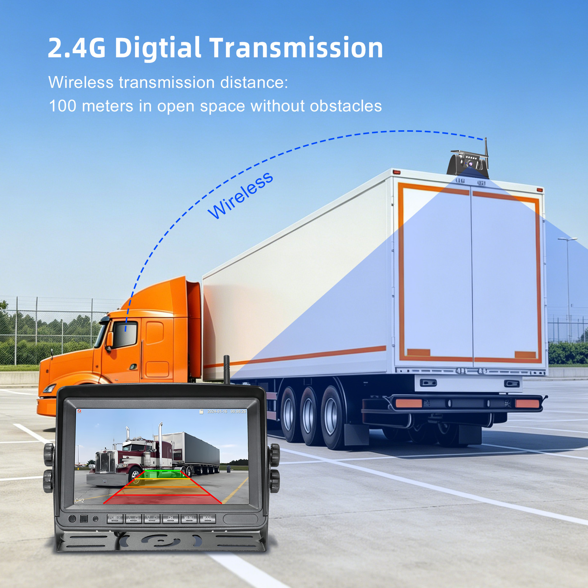 7inch Truck Wireless Wifi Solar Camera Hd Car Reversing Image Bsd Car Navigation Recorder