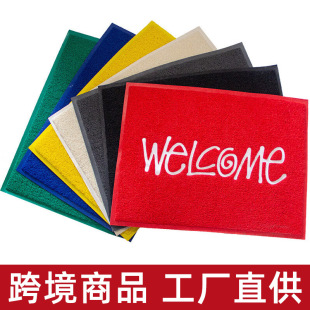 跨境速发现货外贸地垫入户门黑色Welcome脚垫PVC垫子轻奢地毯门垫-阿里巴巴