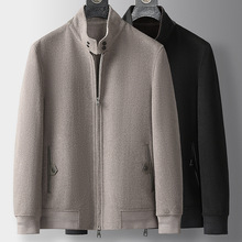 2025品牌秋冬季时尚立领纯羊毛呢夹克男士新款休闲保暖大衣短外套