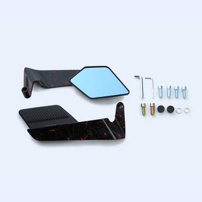 Wing Rearview Mirror Suitable Motorcycle rearview mirror - artistic-pattern-black-mirror-case-black-blue-mirror