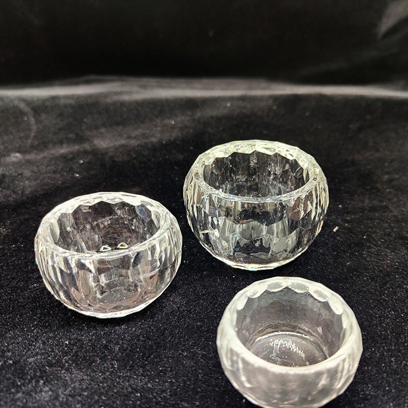 跨境发财树底座6厘米水晶平底杯子高款透明美甲美容玻璃碗配件