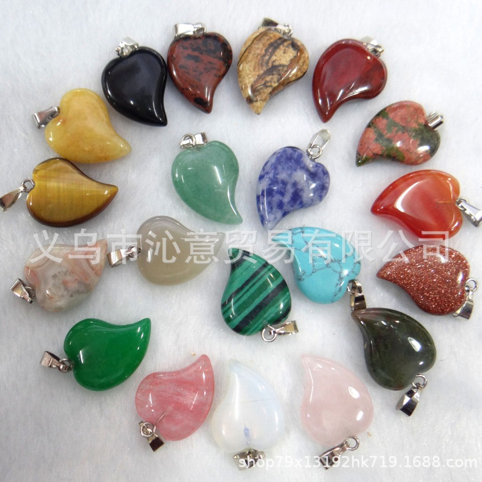 Venta caliente en forma de corazón colgante natural cristal Rosa ágata piedra torcida corazón colgante melocotón corazón collar accesorios Diy