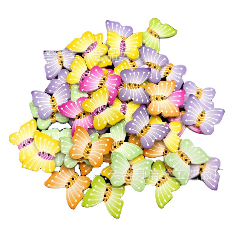 25*20mm fondo blanco pintado estampado a rayas mariposa botón de madera fondo blanco rayas mariposa impresión 50 un paquete